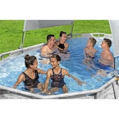 Auvent Pour Piscine Tubulaire Bestway Largeur 2,10 à 3,40 M -Bestway Magasin auvent ovale bestway ambiance 3